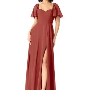 Azazie Rust Maxi Dress with Slit